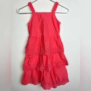Old Navy Coral Tiered Sleeveless Eyelet Dress Little Girl Size Small (6-7)